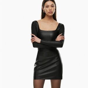 Ten by Babaton Aritzia Black Vegan Leather Skirt Size 8